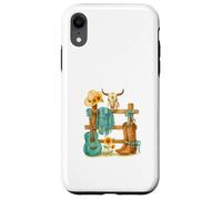 Western Cowgirl Turquoise Guitar Boots & Sunflower Aesthetic Coque pour iPhone XR