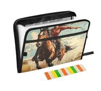 Western Cowgirl Wild West Classeur à 13 poches format A4 pour documents avec fermeture éclair pour journaux, bureau, documents d'affaires