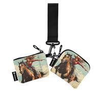 Western Cowgirl Wild West Lot de 2 portefeuilles fins et détachables avec dragonne pour homme et femme, multicolore, 4.13"(L) x 3.5"(W), Accessoire de voyage