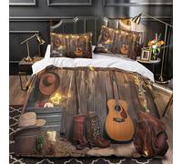 Western Decor Linge de Lit 3D Effet Microfibre Hypoallergique 3 Pièces Éclair Douce Rustic Country Ensemble De Literie Ultra Douce Entretien Facile for Enfants Garçons Filles Super king（260x220cm）