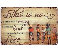 Western Decor - Plaque en métal vintage - Décoration murale cowgirl This is Us A Little Bit of Crazy - 20,3 x 30,5 cm