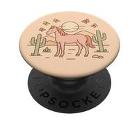 Western Desert Horse, scène de Papillons et de Jolies Filles PopSockets PopGrip Adhésif