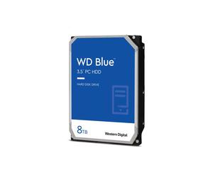 Western Digital Blue HDD 8 To, 3.5", 5640 tr/min, 256 Mo cache, SATA III 6Gb/s, 185 Mo/s taux transfert, Consommation 0.4-6.2W, Windows/macOS supporté