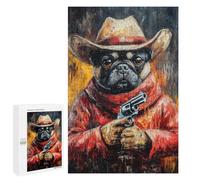 Western Dog Sheriff Art Print Puzzle 1000 Pièces Educa Jouet en Bois Cadeau Unique Décoration Intérieure Jeu Éducatif Challenge Toy Adultes Et Enfants À Partir De 14 Ans 1000 PCS