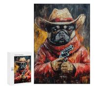 Western Dog Sheriff Art Print Puzzle 1000 Pièces Educa Jouet en Bois Cadeau Unique Décoration Intérieure Jeu Éducatif Challenge Toy Adultes Et Enfants À Partir De 14 Ans 300 PCS
