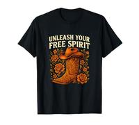 Western Free Spirit Chapeau de cowgirl Motif floral rétro T-Shirt