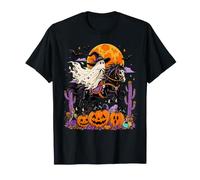 Western Halloween Horse Pumpkins Cactus Full Moon Night T-Shirt