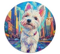 Western Highland Terrier Blanc Puzzle Rond De 1000 Pièces pour Adultes Les animauxs Haustiers Cute Filles Classiques Encastrement Parfait Qualité Premium Activité Relaxation 1000pcs (67.5x67.5cm)