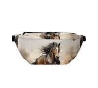 Western Horse Grand sac banane à bandoulière, cadeau pour profiter du sport, festival, entraînement, voyage, course à pied, décontracté, noir, taille unique, Noir/blanc, One Size