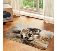 Western Horse Tapis de nourriture pour animaux de compagnie, 60 x 40 cm, absorbant, antidérapant, en cuir synthétique, dessous en caoutchouc, séchage rapide, tapis de table enroulable pour gamelle