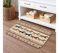 Western Horses Tapis de bain à séchage rapide, motif équestre rustique, absorbant, antidérapant, en flanelle de campagne, lavable pour salle de bain, toilettes, toilettes, décoration 40,6 x 61 cm