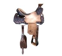 Western Leather WLS-220 Ensemble de sellerie en cuir pour cheval, collier de poitrine et rênes 35,6 à 45,7 cm