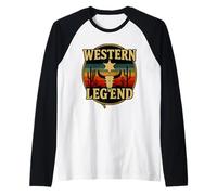 Western Legend Cowboy Motif tête de Mort et étoile de shérif Manche Raglan