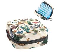 Western Nature Cactus Serpent Owboy Bottes et Chapeau Serviette Hygiénique Sac de Rangement Grande Poche pour Coupe Menstruelle avec Fermeture Éclair, Coussinets Périodiques Sac de Rangement