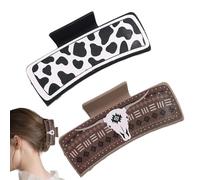 Western Print Hair Clips, Square Hair Fixed Claw Clip, Western Cowboy Design Hair Clips, Strong Hold Jaw Clips, Hair Clips for Parties, Cowboy Style Hair Clip, Classic Hair Clips for Night Out,
