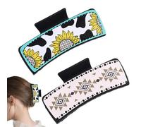 Western Print Hair Clips, Square Hair Fixed Claw Clip, Western Cowboy Design Hair Clips, Strong Hold Jaw Clips, Hair Clips for Parties, Cowboy Style Hair Clip, Classic Hair Clips for Night Out,