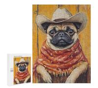 Western Pug Art Print Puzzle 1000 Pièces Educa Jouet en Bois Cadeau Unique Décoration Intérieure Jeu Éducatif Challenge Toy Adultes Et Enfants À Partir De 14 Ans 500 PCS