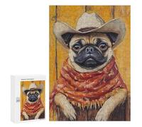 Western Pug Art Print Puzzle 1000 Pièces Educa Jouet en Bois Cadeau Unique Décoration Intérieure Jeu Éducatif Challenge Toy Adultes Et Enfants À Partir De 14 Ans 300 PCS