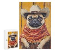 Western Pug Art Print Puzzle 1000 Pièces Educa Jouet en Bois Cadeau Unique Décoration Intérieure Jeu Éducatif Challenge Toy Adultes Et Enfants À Partir De 14 Ans 1000 PCS