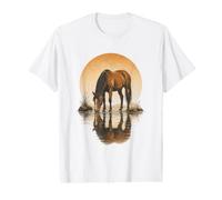 Western rétro avec reflet du Coucher du Soleil pour Amoureux des Chevaux T-Shirt Graphique avec Valeur