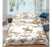 Western rider Housse de Couette Microfibre Hypoallergique 3 pièces Imprimé en 3D Respirante Vintage désert Ensemble De Literie avec 2 Taies d'oreiller Super Douce for Femmes Double（200x200cm）