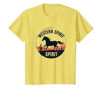 Western Spirit : Wild Horse Desert Sunset Emblème Vache Fille T-Shirt, Enfant, Citron, 2 Ans
