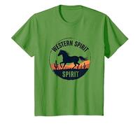 Western Spirit : Wild Horse Desert Sunset Emblème Vache Fille T-Shirt, Enfant, Herbe, 2 Ans