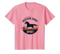 Western Spirit : Wild Horse Desert Sunset Emblème Vache Fille T-Shirt, Enfant, Rose, 2 Ans