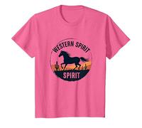 Western Spirit : Wild Horse Desert Sunset Emblème Vache Fille T-Shirt, Enfant, Rose chiné, 2 Ans