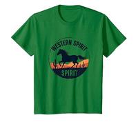 Western Spirit : Wild Horse Desert Sunset Emblème Vache Fille T-Shirt, Enfant, Vert Kelly, 2 Ans