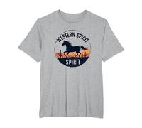 Western Spirit : Wild Horse Desert Sunset Emblème Vache Fille T-Shirt, Homme Grandes Tailles, Gris Chiné, 2X Tall