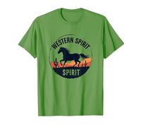Western Spirit : Wild Horse Desert Sunset Emblème Vache Fille T-Shirt, Homme, Herbe, XL