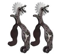 Western Spurs - Heavy-Duty Metal Cowboy Spurs for Horse Riding and Equestrian Training, Durable Gear with Polished Finish Ranch Work, Show Jumping, Competition Riders, Silver Steel, Pair Men