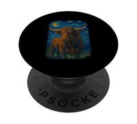 Western Starry Night Cowboy Rodéo Bull PopSockets PopGrip Adhésif