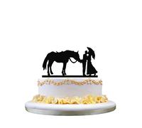 Western Style Wedding Cake Topper- Bride and Groom Kissing Silhouette, Gâteau de mariage Topper avec décor de cheval