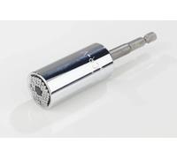 Westfalia Douille universelle Uni-Grip 3/8" avec adaptateur 1/4" hexagonal vers 3/8" carré, pour vis, écrous et œillets de 7 à 19 mm, longueur 5,3 cm