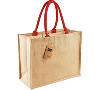 Westford Mill - Sac à provisions "Classic", Jute RW9412 (Taille unique) (Naturel/Rouge vif)