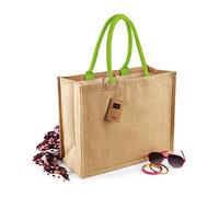 Sac de courses classique en jute Westford Mill - 21 litres (Taille unique) (Naturel/Vert citron)