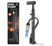 WESTGIRL Mini pompe à air sur pied avec manomètre - Pompe à air sur pied haute pression 120 psi - Pompe à vélo pour valves Presta Schrader - Petite pompe à vélo portable pour VTT et vélo de route