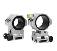 WestHunter Optics Precision Picatinny Scope Rings, 34 mm Tube Adjustable Height Scope Mount with Bubble Level, 30 mm & 25.4 Adapter | Silver