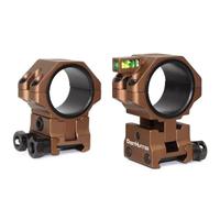 WestHunter Optics Precision Picatinny Scope Rings, 34 mm Tube Adjustable Height Scope Mount with Bubble Level, 30 mm & 25.4 Adapter | Brown
