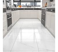 WESTICK Lot de 10 autocollants de sol en vinyle Effet marbre blanc 30,5 x 30,5 cm Étanches Antidérapants Antifriction Pour murs intérieurs Pour carrelage de cuisine Décoration de