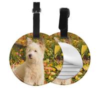Westie Automne West Highland White Terrier Chiens,Étiquettes à bagages en cuir PU, étiquette nominative de voyage résistante, lot de 2