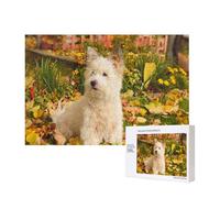 Westie Automne West Highland White Terrier Chiens,Puzzle Familial en Bois de 300 pièces pour Adultes et Adolescents, décoration d'intérieur
