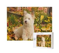 Westie Automne West Highland White Terrier Chiens,Puzzle Familial en Bois de 500 pièces pour Adultes et Adolescents, décoration d'intérieur