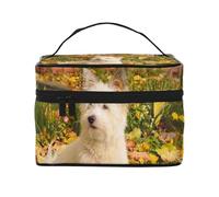 Westie Automne West Highland White Terrier Chiens, Trousse de Maquillage Trousse à cosmétiques Trousse de Toilette de Voyage Portable Trousse à Crayons