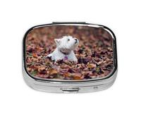 Westie Bokeh West Highland White Terrier Boîte à pilules 2 compartiments pour médicaments Organiseur portable