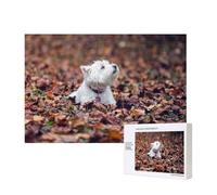 Westie Bokeh West Highland White Terrier Chiens,Puzzle Familial en Bois de 300 pièces pour Adultes et Adolescents, décoration d'intérieur