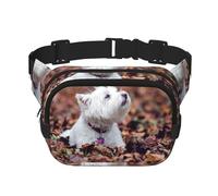 Westie Bokeh West Highland White Terrier Chiens,Sac Banane carré Double Couche, Sac de Poitrine