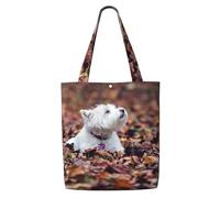Westie Bokeh West Highland White Terrier Chiens，Sacs d'épicerie réutilisables, sacs fourre-tout de grande capacité, sac à bandoulière en toile